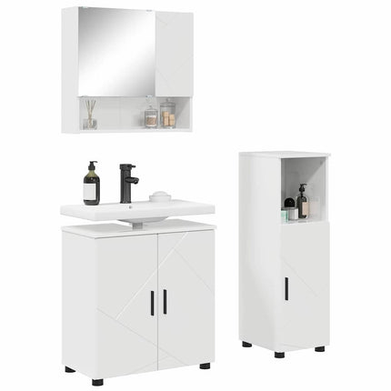 Badrumsmöbelset 3 st Högblanka vita 61 x 35 x 64 cm