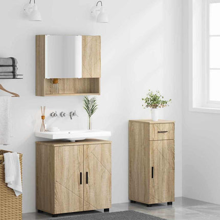 Badrumsmöbelset 3 pcs Sonoma-ek Konstruerat trä & Metall