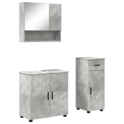 Badrumsmöbelset 3 pcs Betonggrå Konstruerat trä & Metall