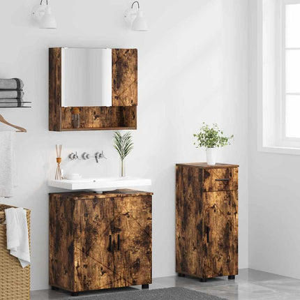 Badrumsmöbelset 3 st Rökt ek 61 x 35 x 64 cm