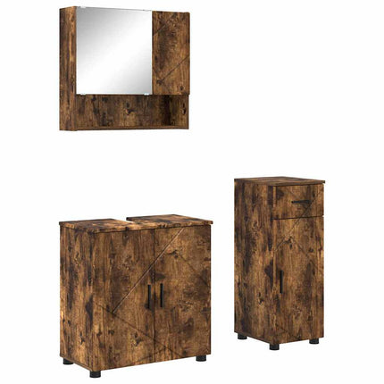 Badrumsmöbelset 3 st Rökt ek 61 x 35 x 64 cm