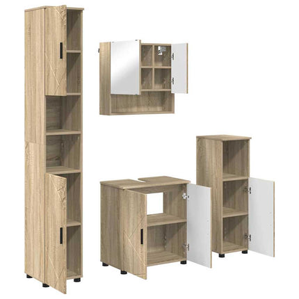 Badrumsmöbelset 4 pcs Sonoma-ek Konstruerat trä & Metall