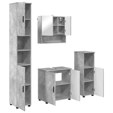 Badrumsmöbelset 4 pcs Betonggrå Konstruerat trä & Metall