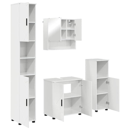 Badrumsmöbelset 4 pcs Högblanka vita Konstruerat trä & Metall