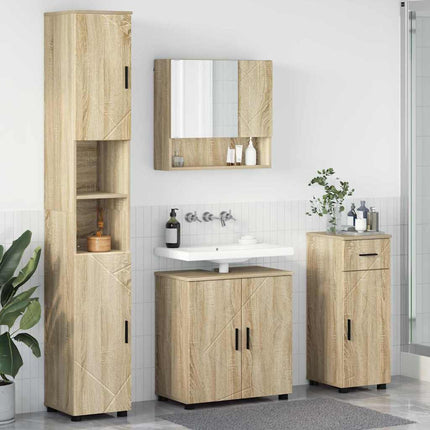 Badrumsmöbelset 4 pcs Sonoma-ek Konstruerat trä & Metall