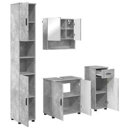 Badrumsmöbelset 4 pcs Betonggrå Konstruerat trä & Metall
