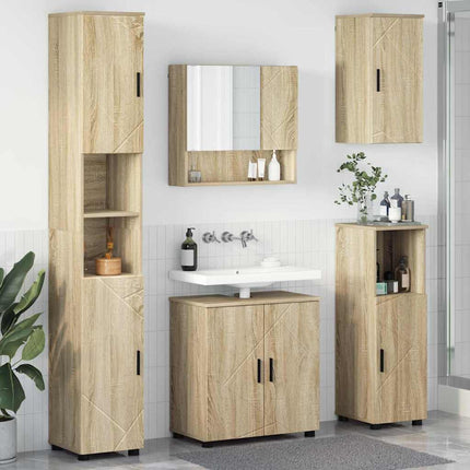 Badrumsmöbelset 5 pcs Sonoma-ek Konstruerat trä & Metall