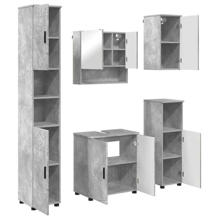 Badrumsmöbelset 5 pcs Betonggrå Konstruerat trä & Metall