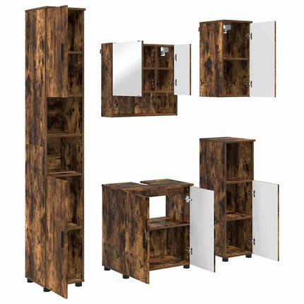Badrumsmöbelset 5 st Rökt ek 61 x 35 x 64 cm