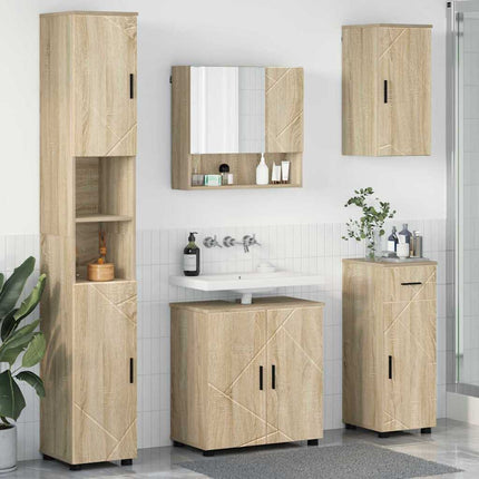 Badrumsmöbelset 5 pcs Sonoma-ek Konstruerat trä & Metall