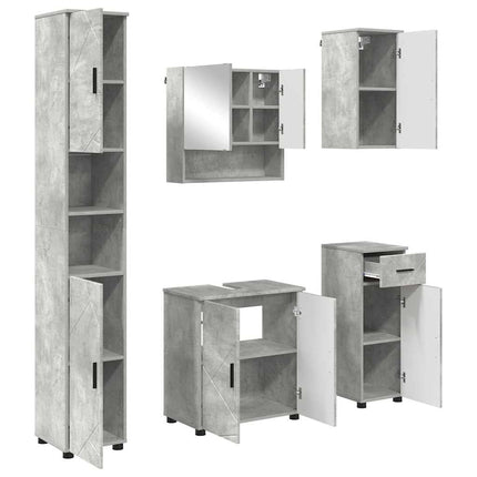 Badrumsmöbelset 5 pcs Betonggrå Konstruerat trä & Metall