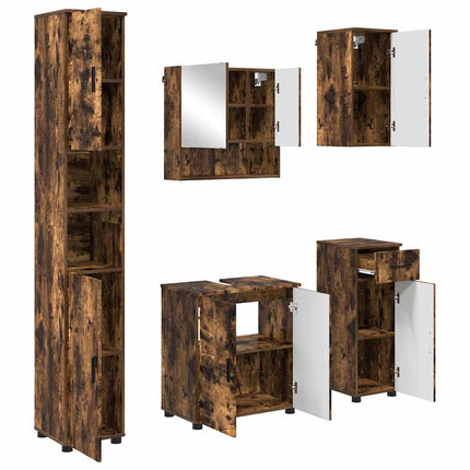 Badrumsmöbelset 5 st Rökt ek 61 x 35 x 64 cm