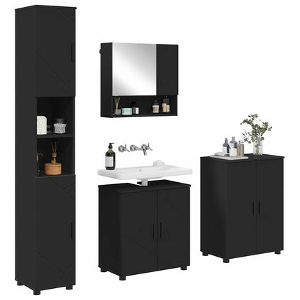 Badrumsmöbelset 4 st Svart 61 x 35 x 64 cm
