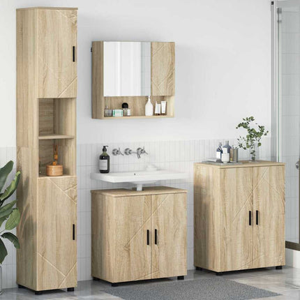 Badrumsmöbelset 4 pcs Sonoma-ek Konstruerat trä & Metall
