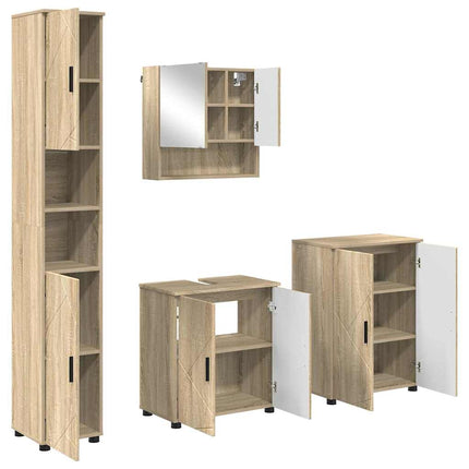 Badrumsmöbelset 4 pcs Sonoma-ek Konstruerat trä & Metall