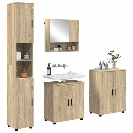 Badrumsmöbelset 4 pcs Sonoma-ek Konstruerat trä & Metall