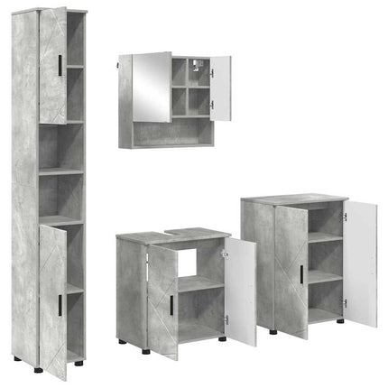 Badrumsmöbelset 4 pcs Betonggrå Konstruerat trä & Metall