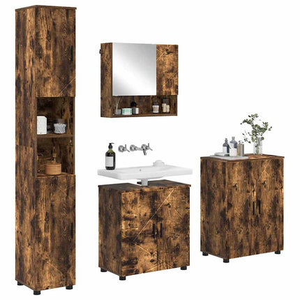 Badrumsmöbelset 4 st Rökt ek 61 x 35 x 64 cm