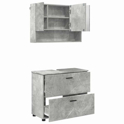 Badrumsmöbelset 2 pcs Betonggrå Konstruktions trä och metall