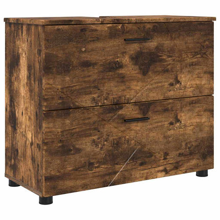 Badrumsmöbelset 2 st Rökt ek 76,5 x 35 x 64 cm
