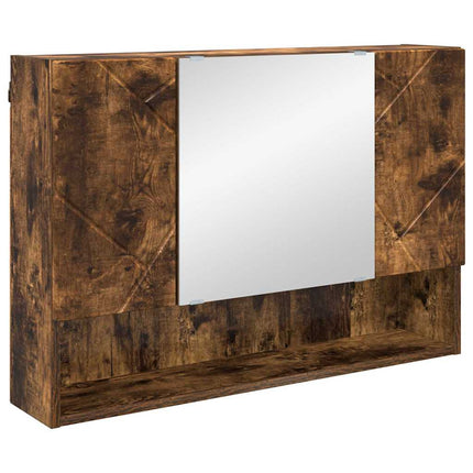 Badrumsmöbelset 2 st Rökt ek 76,5 x 35 x 64 cm