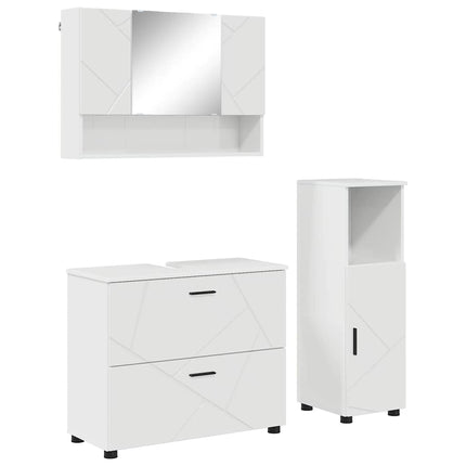 Badrumsmöbelset med låda med hylla 3 pcs Högblanka vita