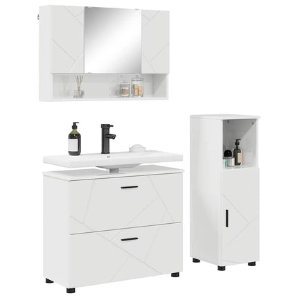 Badrumsmöbelset med låda med hylla 3 pcs Högblanka vita