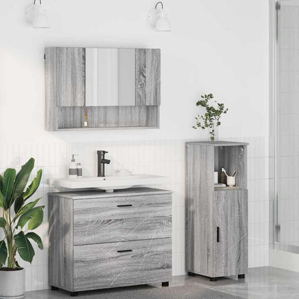 Badrumsmöbelset 3 pcs Grå Sonoma Konstruktions trä och metall