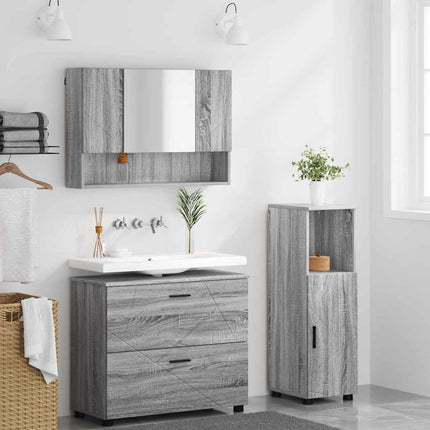 Badrumsmöbelset 3 pcs Grå Sonoma Konstruktions trä och metall