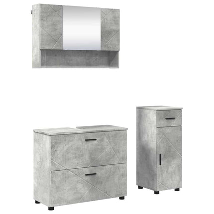 Badrumsmöbelset 3 pcs Betonggrå Konstruktions trä och metall
