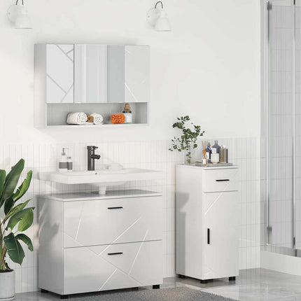 Badrumsmöbelset med låda med hylla 3 pcs Högblanka vita