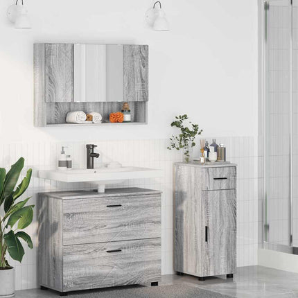 Badrumsmöbelset 3 pcs Grå Sonoma Konstruktions trä och metall