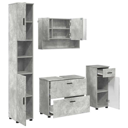 Badrumsmöbelset 4 pcs Betonggrå Konstruktions trä och metall
