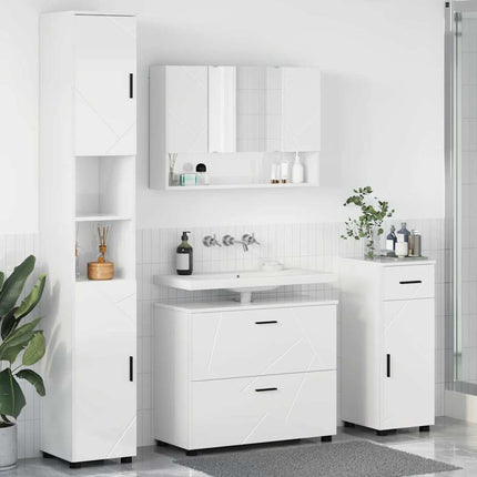 Badrumsmöbelset med låda med hylla 4 pcs Högblanka vita