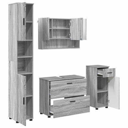 Badrumsmöbelset 4 pcs Grå Sonoma Konstruktions trä och metall