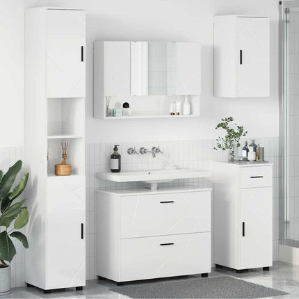 Badrumsmöbelset 5 st Högblanka vita 35 x 30 x 192 cm
