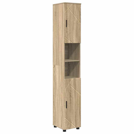 Badrumsmöbelset 4 pcs Sonoma-ek Konstruktions trä och metall