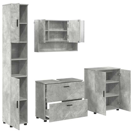 Badrumsmöbelset 4 pcs Betonggrå Konstruktions trä och metall