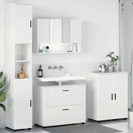 Badrumsmöbelset med låda med hylla 4 pcs Högblanka vita