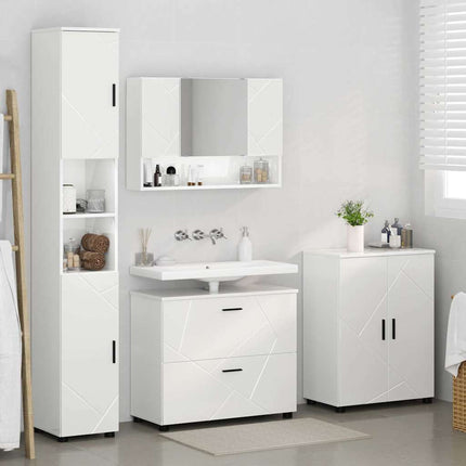 Badrumsmöbelset med låda med hylla 4 pcs Högblanka vita