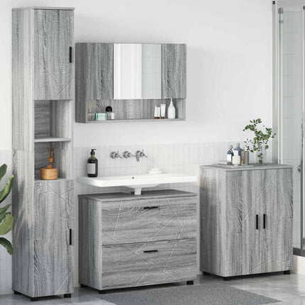 Badrumsmöbelset 4 pcs Grå Sonoma Konstruktions trä och metall