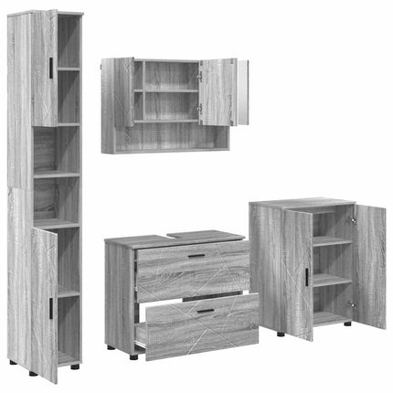 Badrumsmöbelset 4 pcs Grå Sonoma Konstruktions trä och metall