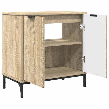 Badrumsmöbelset 2 pcs Sonoma-ek Konstruktions trä och metall