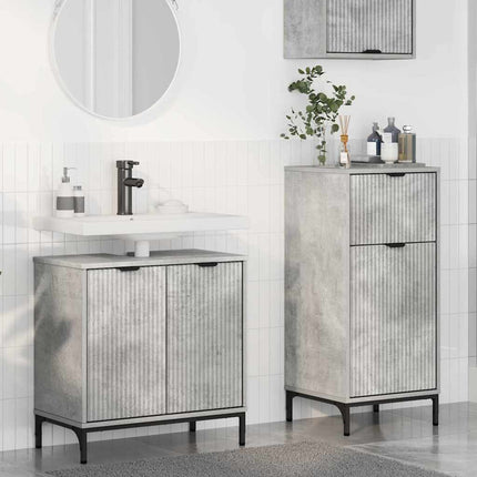 Badrumsmöbelset 2 pcs Betonggrå Konstruktions trä och metall