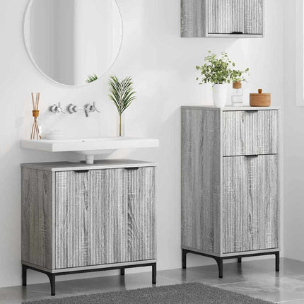 Badrumsmöbelset 2 pcs Grå Sonoma Konstruktions trä och metall