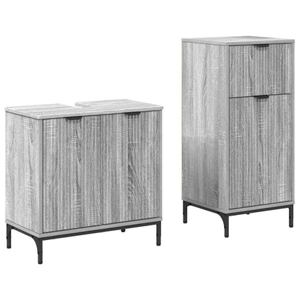 Badrumsmöbelset 2 pcs Grå Sonoma Konstruktions trä och metall