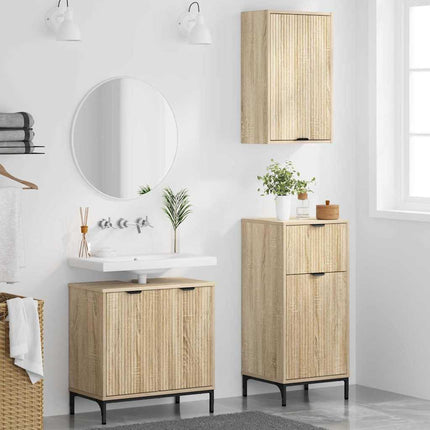 Badrumsmöbelset med låda 3 pcs Sonoma ek Konstruerat trä
