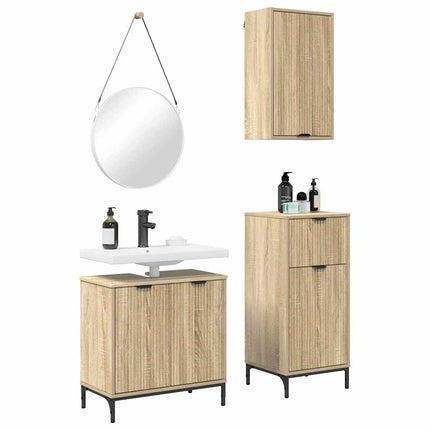 Badrumsmöbelset med låda 3 pcs Sonoma ek Konstruerat trä