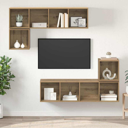 TV-bänkset 4 st 37 x 37 x 142,5 cm Artisan Ek