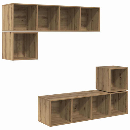 TV-bänkset Väggmonterad 4 pcs Artisan Ek Konstruerat trä
